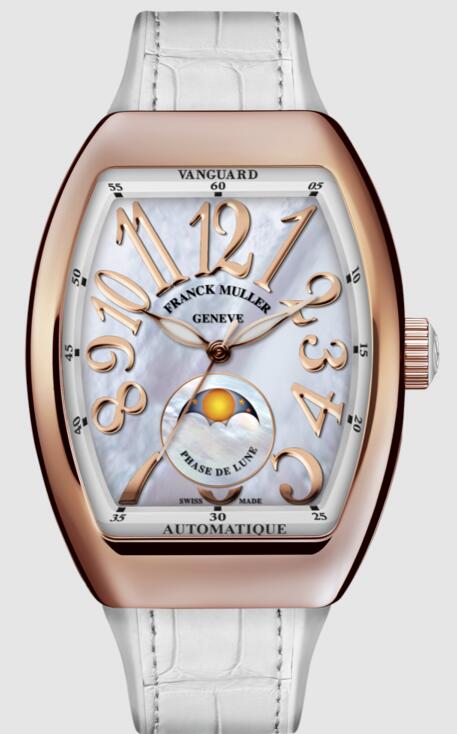 Franck Muller Vanguard Lady Moonphase Replica Watch Cheap Price V 32 SC AT FO L REL MOP Rose Gold